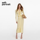 长袖 self 奶油黄通勤修身 2026春夏新款 针织连衣裙 portrait
