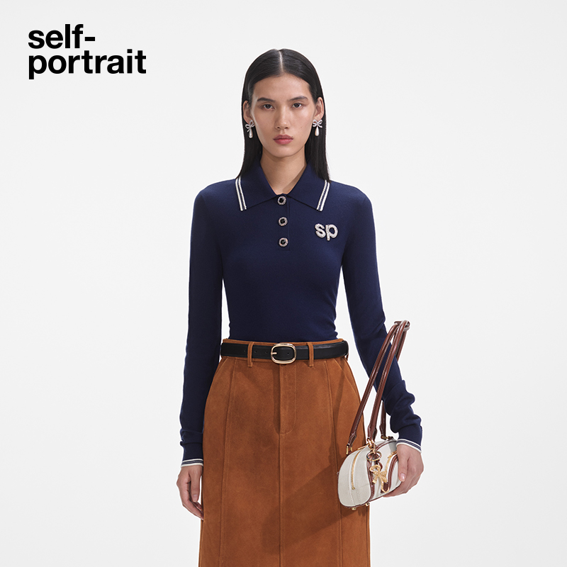 self-portrait羊毛长袖POLO针织