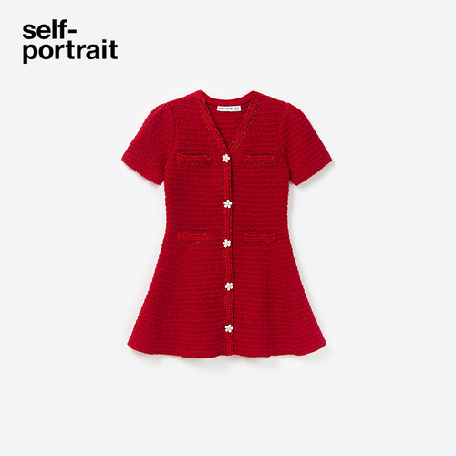 self-portrait短袖针织连衣裙