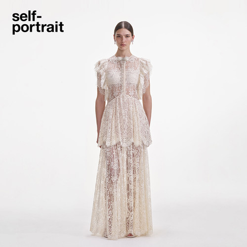 self-portrait蝴蝶结蕾丝连衣裙