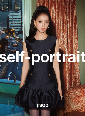 [Jisoo智秀同款]self-portrait2025早秋新款藏蓝色芭蕾花苞连衣裙