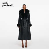 绵羊皮风衣外套 self 经典 portrait 黑可拆卸毛领长款 2026早春新款