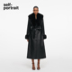 portrait 2026早春新款 经典 self 黑可拆卸毛领长款 绵羊皮风衣外套