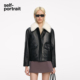 self 黑羊毛翻领绵羊皮皮衣外套上衣 经典 portrait 2025秋冬新款