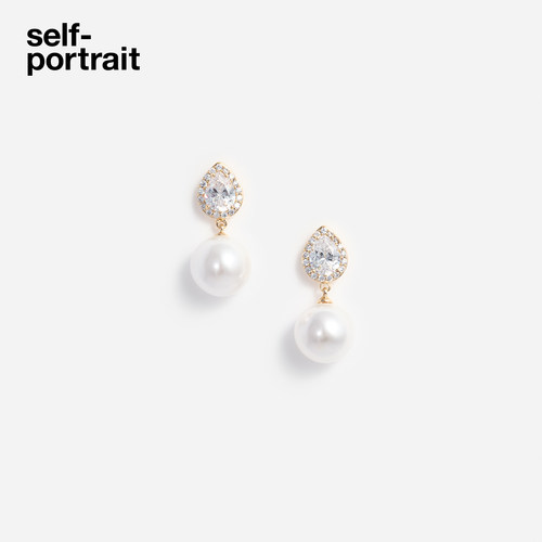 self-portrait钻饰人造珍珠耳环