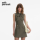 self 连衣裙 橄榄绿气质通勤蝴蝶结领无袖 portrait 2025早秋新款