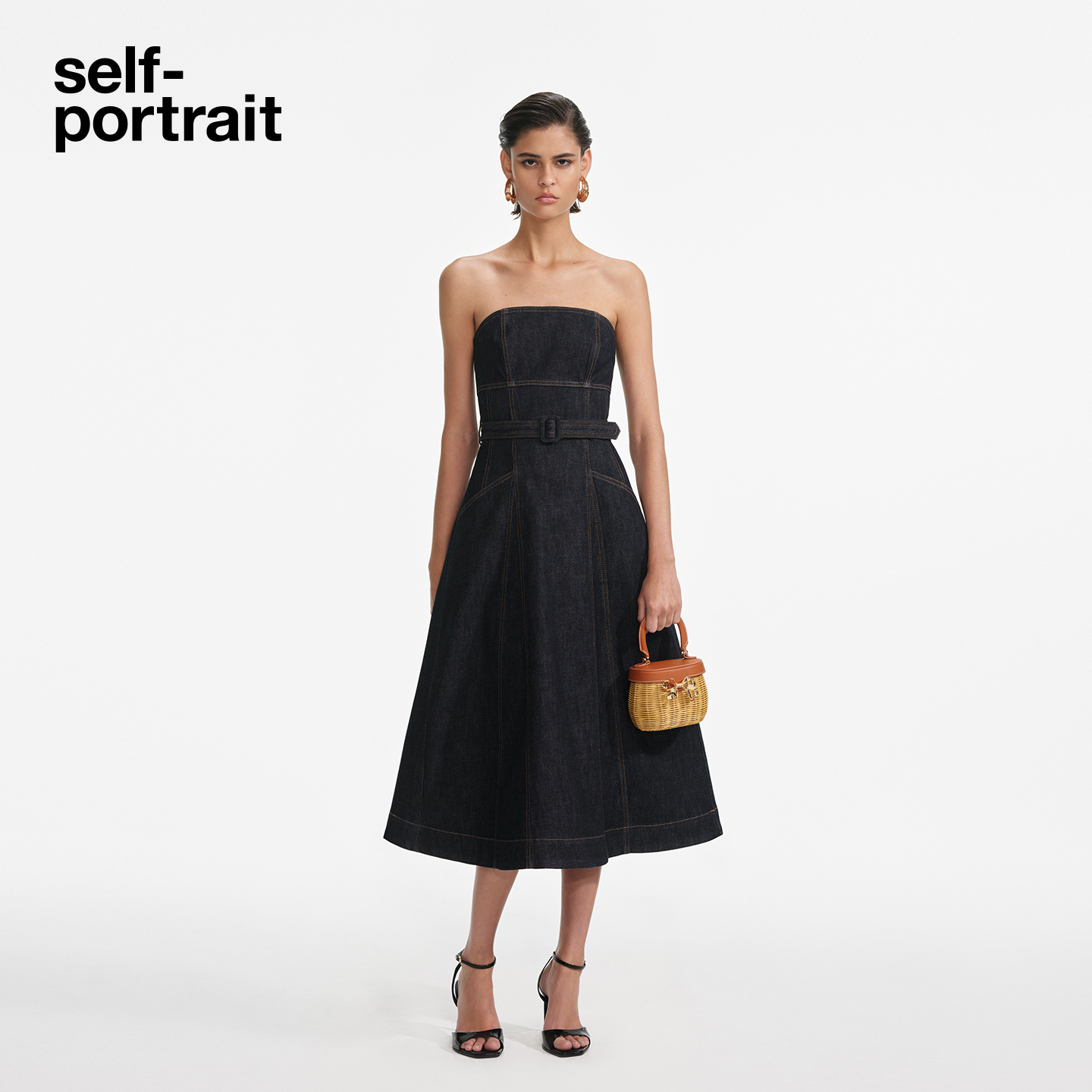 self-portrait抹胸连衣裙