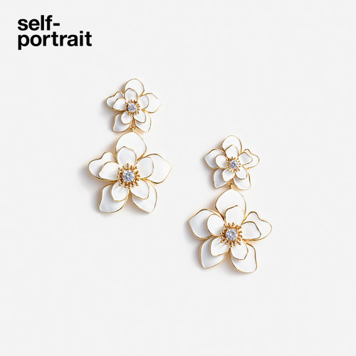self-portrait珐琅花朵耳饰