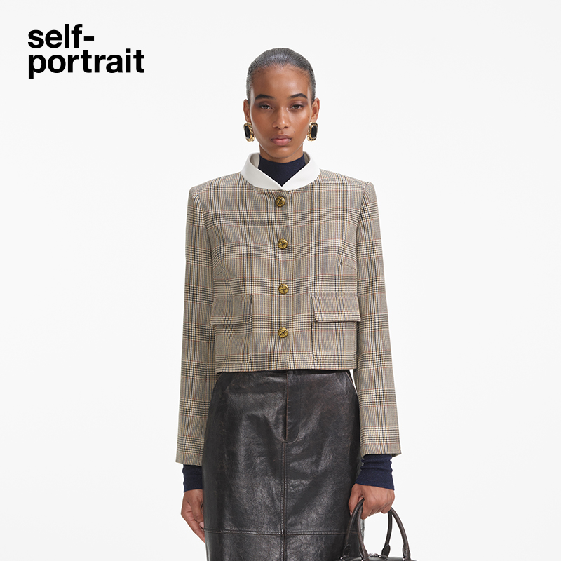 self-portrait格纹短外套
