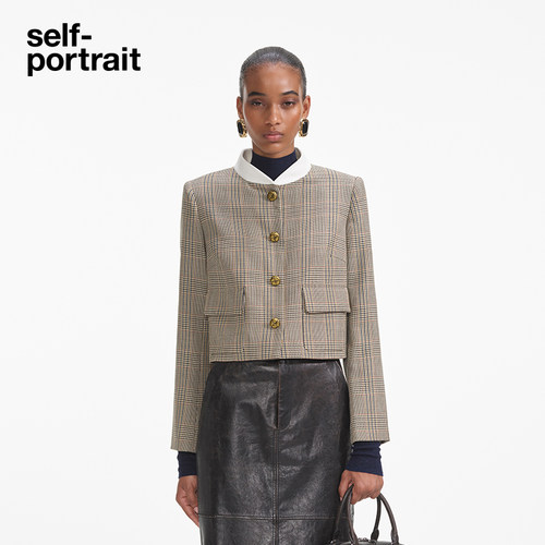 self-portrait格纹短外套
