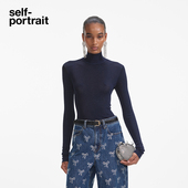 2025早春藏蓝色高领针织打底上衣 portrait 明星同款 self