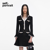 portrait 2026春夏新款 经典 self 黑通勤蕾丝饰边修身 针织连衣裙
