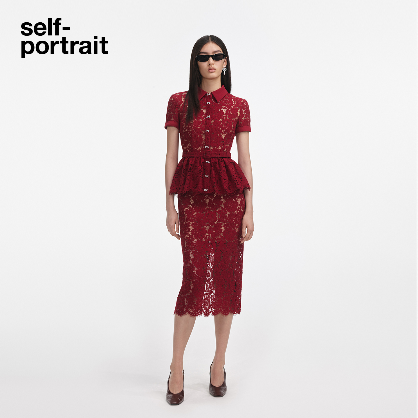 self-portrait设计感蕾丝连衣裙