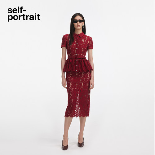 self-portrait设计感蕾丝连衣裙