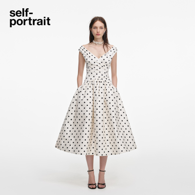 self-portraitV领露肩连衣裙