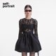 self 花苞礼服连衣裙 黑蕾丝塔夫绸长袖 portrait 2025春夏经典