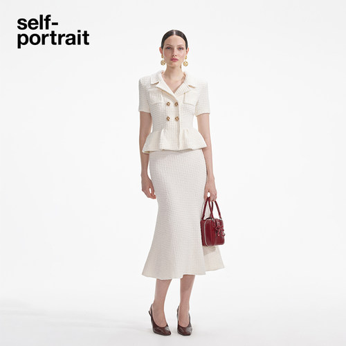 self-portrait假两件针织连衣裙