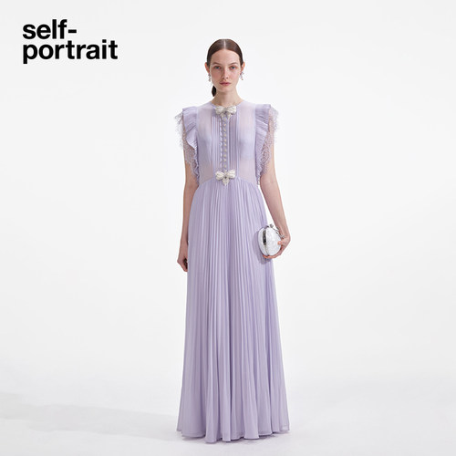 self-portrait飞飞袖礼服连衣裙