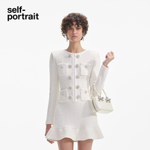 【赵丽颖同款】self-portrait 秋冬象牙白甜美针织连衣裙短裙