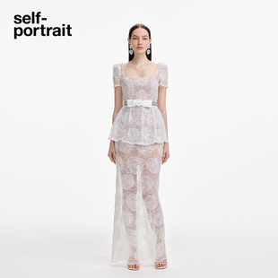 纯净白气质蕾丝假两件礼服连衣裙 2025早秋新款 self portrait