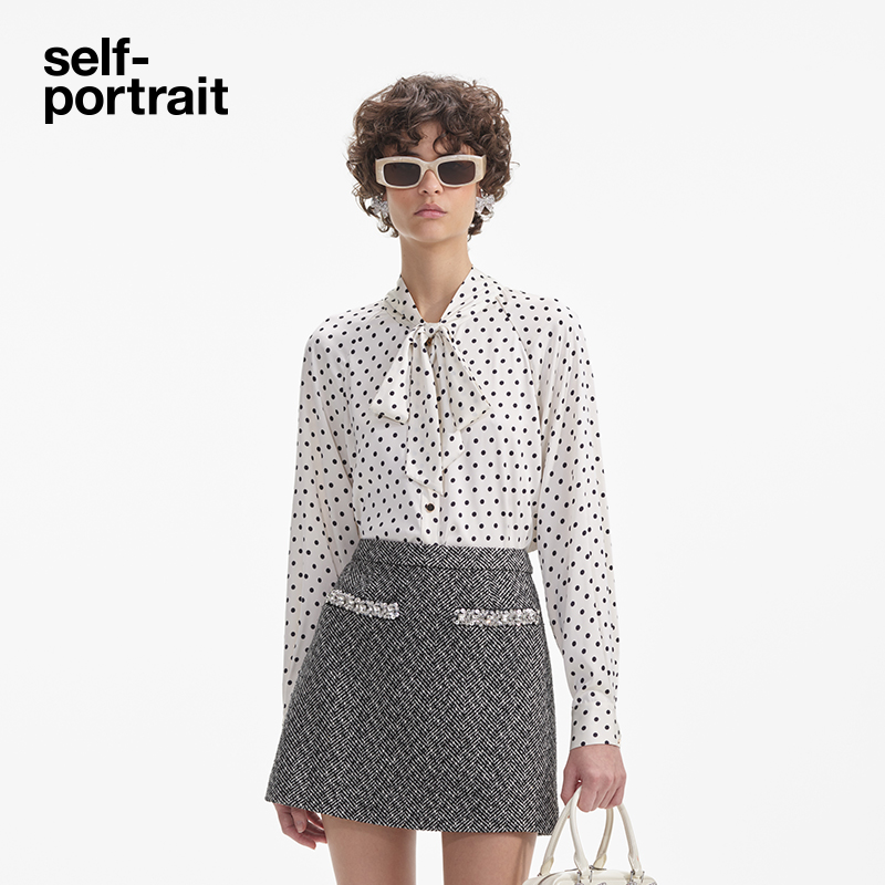 self-portrait波点衬衫上衣