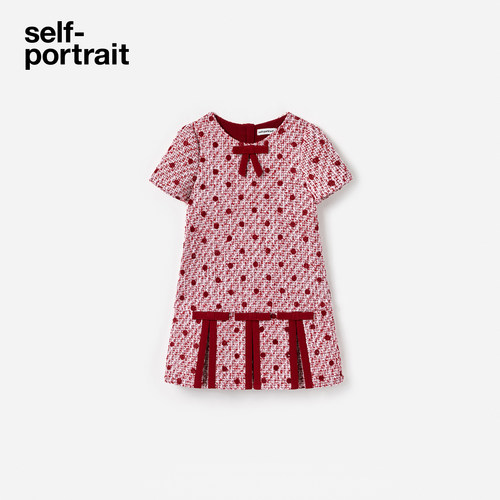self-portrait蝴蝶结短袖连衣裙