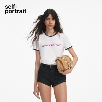 self-portrait字母印花圆领短袖