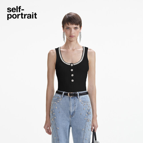 self-portrait百搭针织吊带上衣