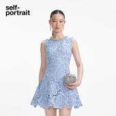 2025春夏新款 self portrait 薄雾蓝气质钻饰生日礼服蕾丝连衣裙