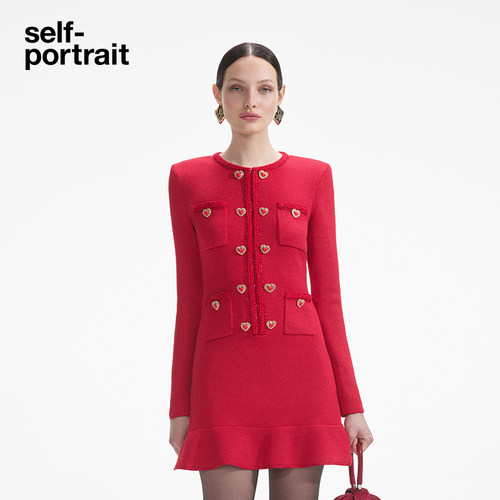 self-portrait针织连衣裙短裙