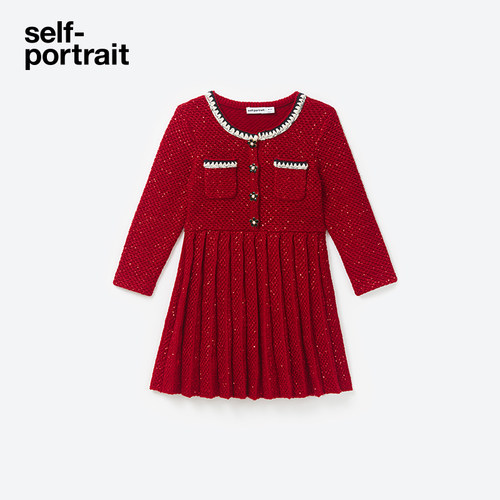 self-portrait圆领针织连衣裙