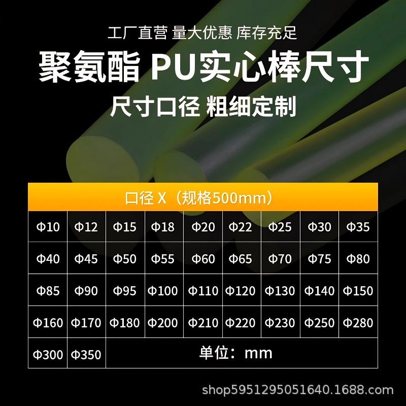 高硬度聚氨酯棒耐磨优力胶棒防静电实心PU棒料高弹力牛津棒加工图片
