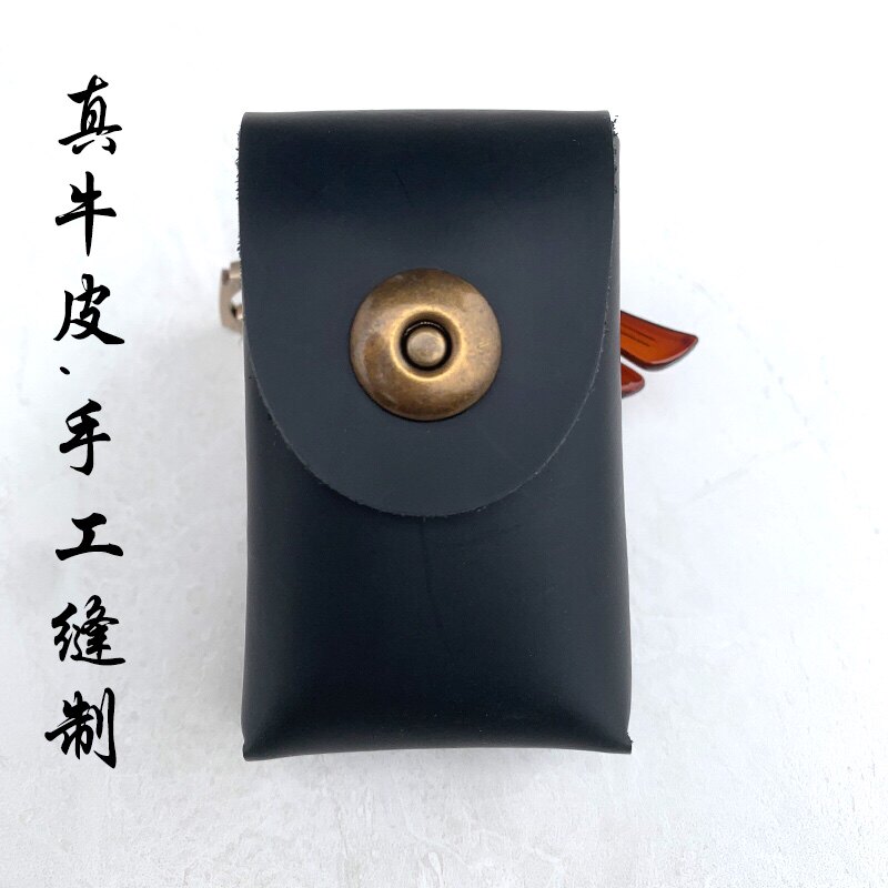手工真牛皮套折叠老花镜盒穿挂皮带腰包磁铁吸扣耐用防水抗压收纳