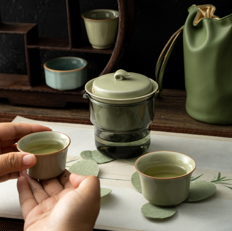 玉堂窑茶杯旅行装茶具组合开片可养主人杯泡茶壶陶瓷品茗家用户外