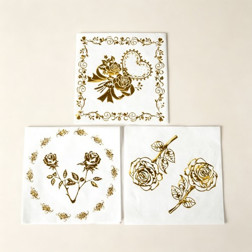 高级感烫金纸巾婚礼订婚派对餐巾纸 Gold Foil Party Napkins