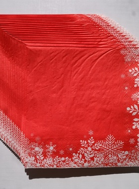Christmas New Year Snowflake Red Paper Napkins雪花红色餐巾纸