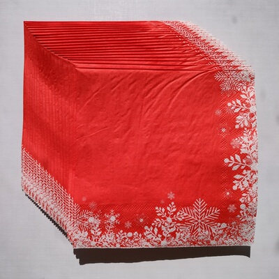 Christmas New Year Snowflake Red Paper Napkins雪花红色餐巾纸