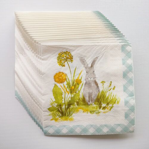 Dandelion Rabbit Paper Napkins Decoupage 派对蝶骨巴特餐巾纸