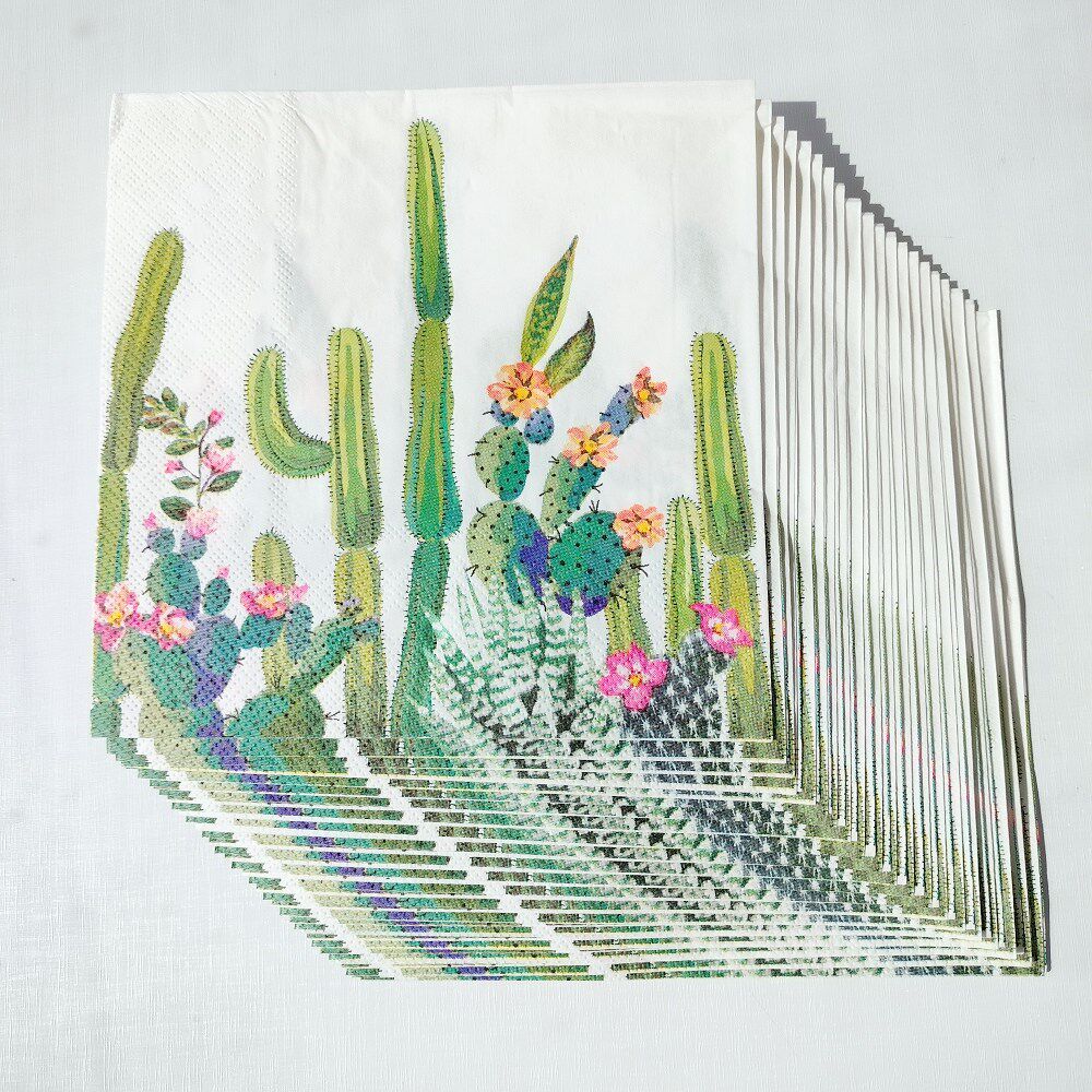 20pcs cinco de mayo paper napkins for decoupage 仙人掌餐巾纸