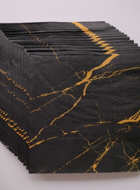 Marble Pattern Black Paper Napkins 金色大理石花纹黑色餐巾纸