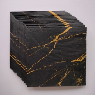 Marble Pattern Black Paper Napkins 金色大理石花纹黑色餐巾纸