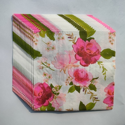 Flower Paper Napkins Decoupage Party海棠花彩色餐巾纸婚礼纸巾