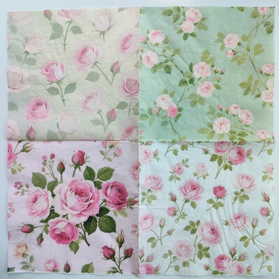 Rose Flower Paper Napkins Wedding 玫瑰花拼色餐巾纸婚礼纸巾