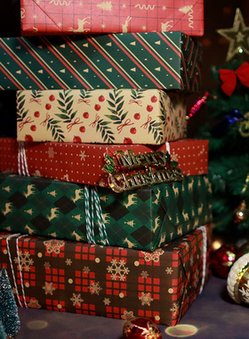 5PC Christmas Gift Wrapping Paper 圣诞节礼品包装纸复古牛皮纸
