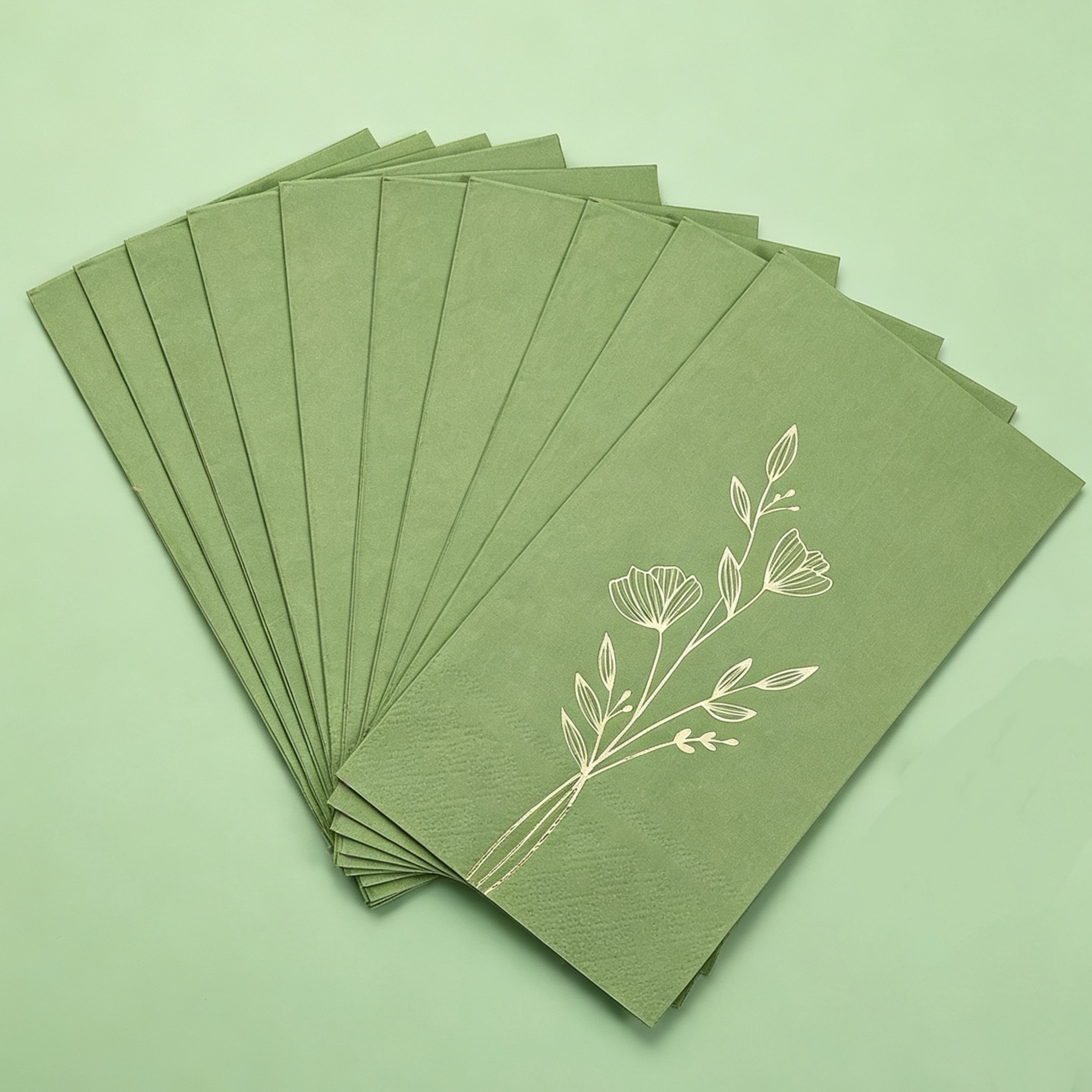 高级感烫金花草派对纸巾一次性绿色餐垫 Gold Foil Party Napkins图片