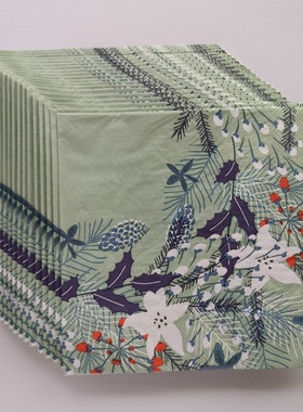 100PCs Christmas Mistletoe Paper Napkins 圣诞节槲寄生餐巾纸