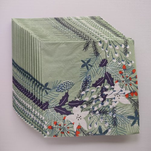 100PCs Christmas Mistletoe Paper Napkins 圣诞节槲寄生餐巾纸