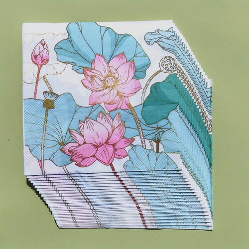 Lotus Flower Paper Napkins Decoupage 荷花莲花蝶骨巴特餐巾纸