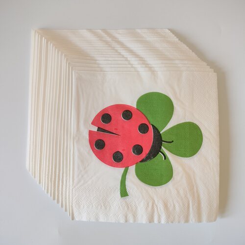 Ladybug Clover Paper Napkins Decoupage 幸运草瓢虫印花餐巾纸