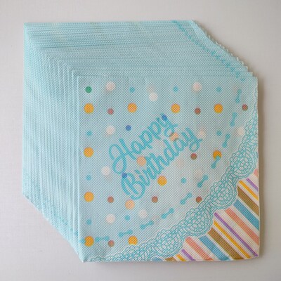 Happy Birthday Blue Paper Napkins Party 生日派对印花餐巾纸巾